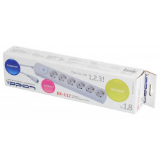 Сетевой фильтр Ippon BK112 1.8м (6 розеток) белый (коробка)