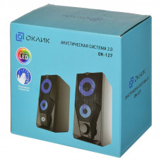 Колонки Оклик OK-127 2.0 черный 6Вт