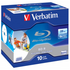 Диск BD-R Verbatim 25Gb 6x Jewel case (10шт) Printable Scratch proof (43713)