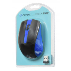 Мышь Оклик 485MW черный/синий оптическая (1000dpi) беспроводная USB для ноутбука (3but)