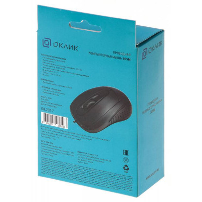 Мышь Оклик 305M черный оптическая (1000dpi) USB (2but) (плохая упаковка)