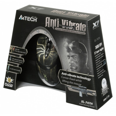Мышь A4Tech Oscar Editor XL-747H коричневый/рисунок лазерная (3600dpi) USB2.0 (6but)