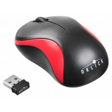 Мышь Оклик 605SW черный/красный оптическая (1200dpi) беспроводная USB для ноутбука (3but)
