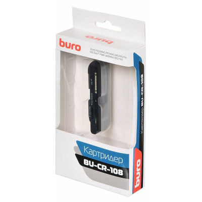 Устройство чтения карт памяти USB2.0 Buro BU-CR-108 черный