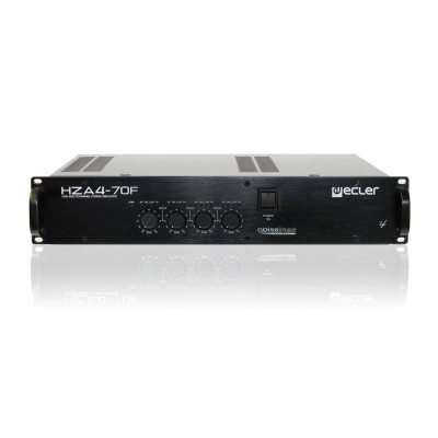Усилитель HZA серии ECLER [HZA4-70F] 4-канальный,высоковольтный, 1х70Вт, 2(мост)х140Вт,3(мост)х210Вт,4(мост)х280Вт, технология SMP100 для усилителей, защита от перегрева, перегрузки, система anti-clip, функция авто standby
