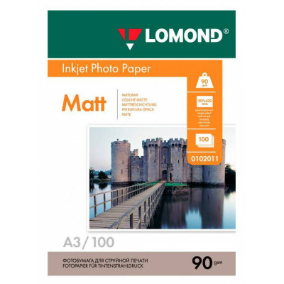 Фотобумага Lomond 0102011 A3/90г/м2/100л./белый матовое для струйной печати