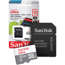 Флеш карта microSDHC 32Gb Class10 Sandisk SDSQUNR-032G-GN3MA Ultra + adapter