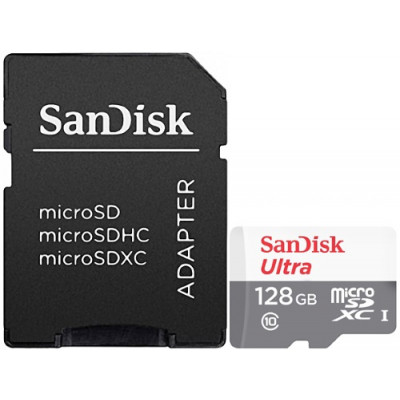 Флеш карта microSDXC 128Gb Class10 Sandisk SDSQUNR-128G-GN6TA Ultra + adapter