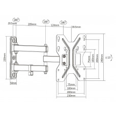 Кронштейн для телевизора Ultramounts UM 900 черный 23"-43" макс.30кг настенный поворотно-выдвижной и наклонный
