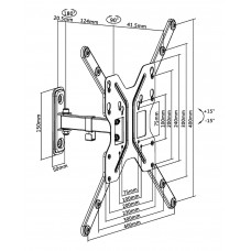 Кронштейн для телевизора Ultramounts UM 902 черный 23"-55" макс.30кг настенный поворотно-выдвижной и наклонный