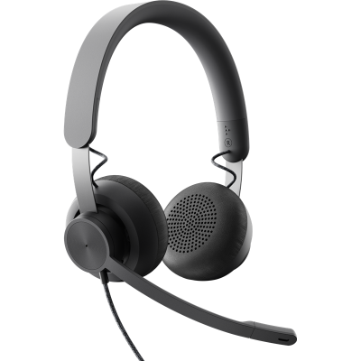 Наушники с микрофоном Logitech Zone Wired UC черный матовый 1.9м накладные USB оголовье (981-000875)