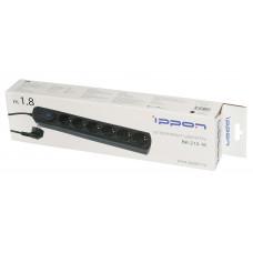 Сетевой фильтр Ippon BK212-16 1.8м (6 розеток) черный (коробка)