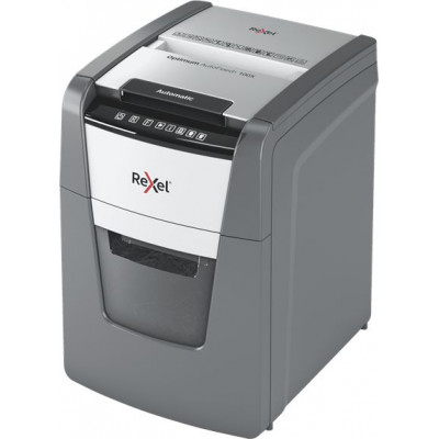 Шредер Rexel Optimum AutoFeed 100X черный с автоподачей (секр.P-4) фрагменты 100лист. 34лтр. скрепки скобы пл.карты