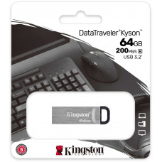 Флеш Диск Kingston 64Gb DataTraveler Kyson DTKN/64GB USB3.1 серебристый/черный