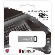 Флеш Диск Kingston 256Gb DataTraveler Kyson DTKN/256GB USB3.1 серебристый/черный