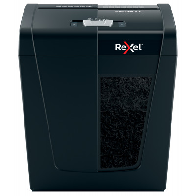 Шредер Rexel Secure X10 EU черный (секр.P-4) фрагменты 10лист. 18лтр. скрепки скобы