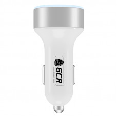 GCR Автомобильное зарядное устройство на 2 USB порта 4.8A, белое, LED индикация, GCR-51984