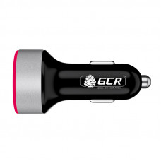 GCR Автомобильное зарядное устройство на 2 USB порта 4.8A, черная, LED индикация, GCR-53047