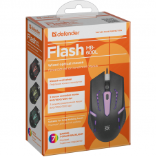 Defender Проводная оптическая мышь Flash MB-600L 7цветов,4кнопки,800-1200dpi