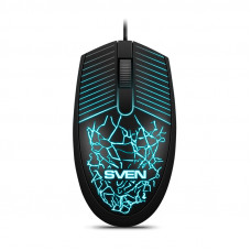 Мышь SVEN RX-70 чёрная (2+1кл. 1200DPI, подсветка,  каб. 1,5м, блист.)